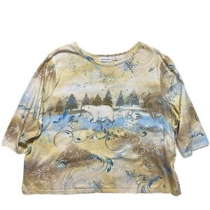 Vintage Kmart! Polar Bear & Cub Winter Embellished Pullover Top 3X EUC! 0155